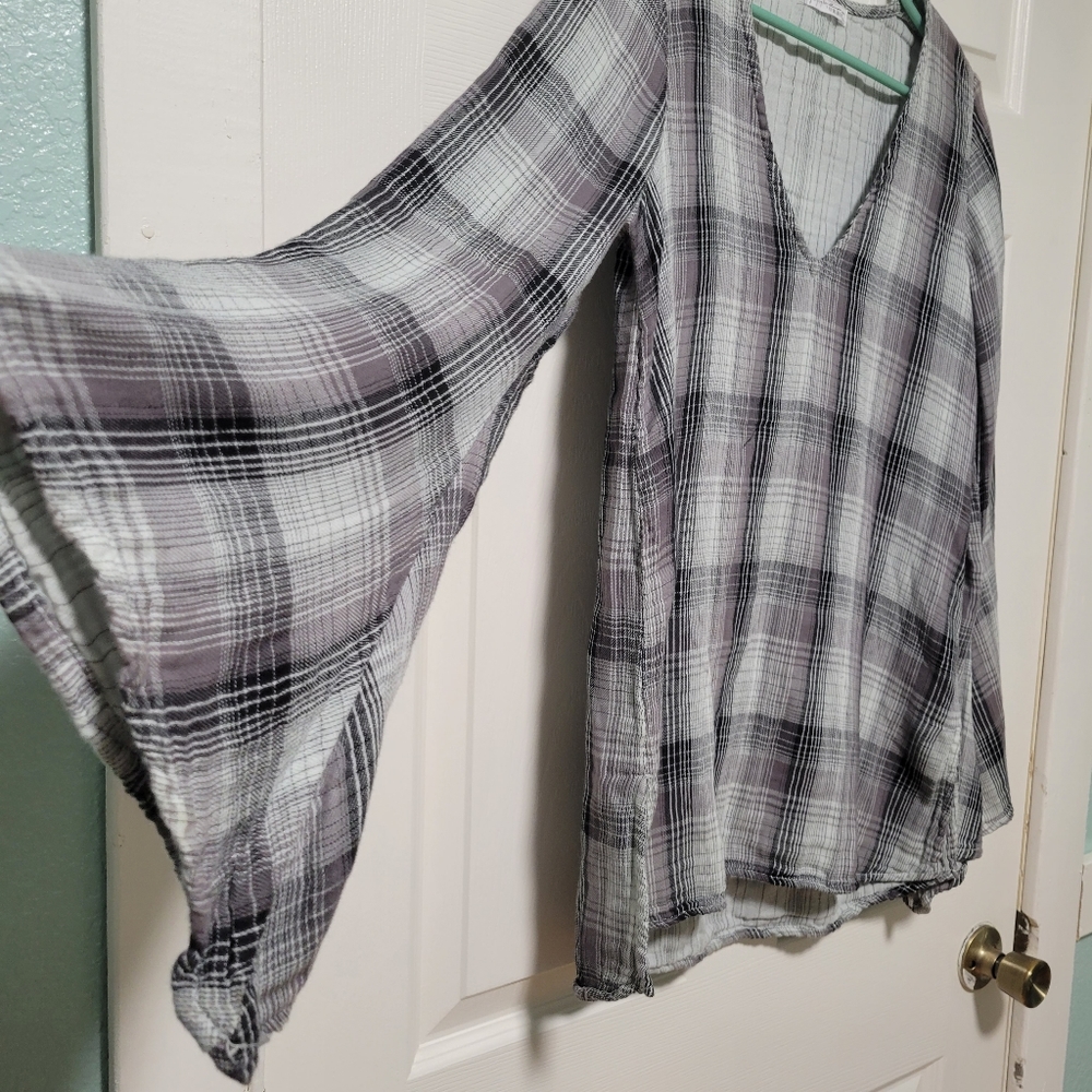 Free people × CP Shades black and gray plaid tunic - Picture 2 of 10